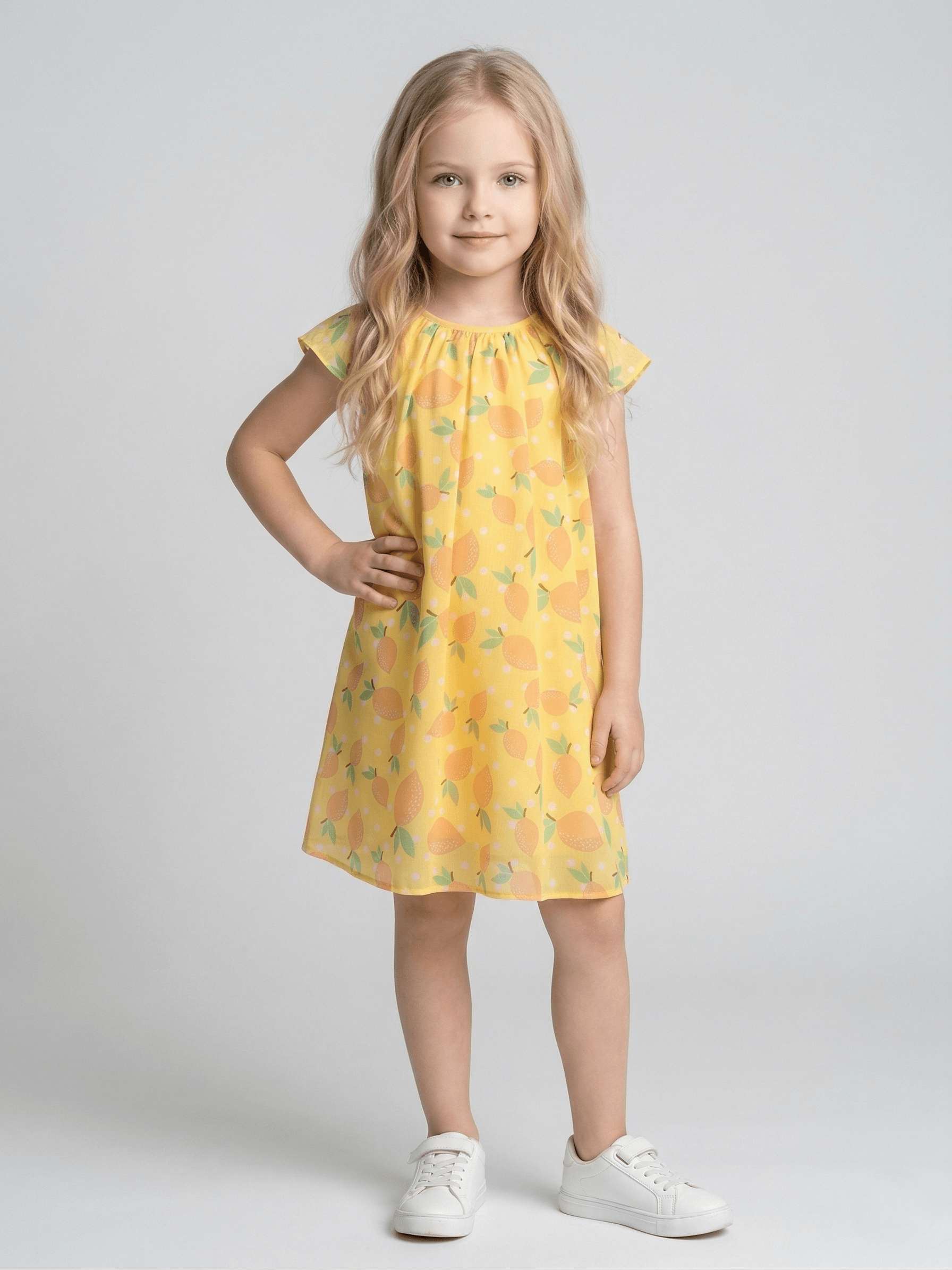 Baby Girl Printed Cap sleeve Romper A-Line Dress 