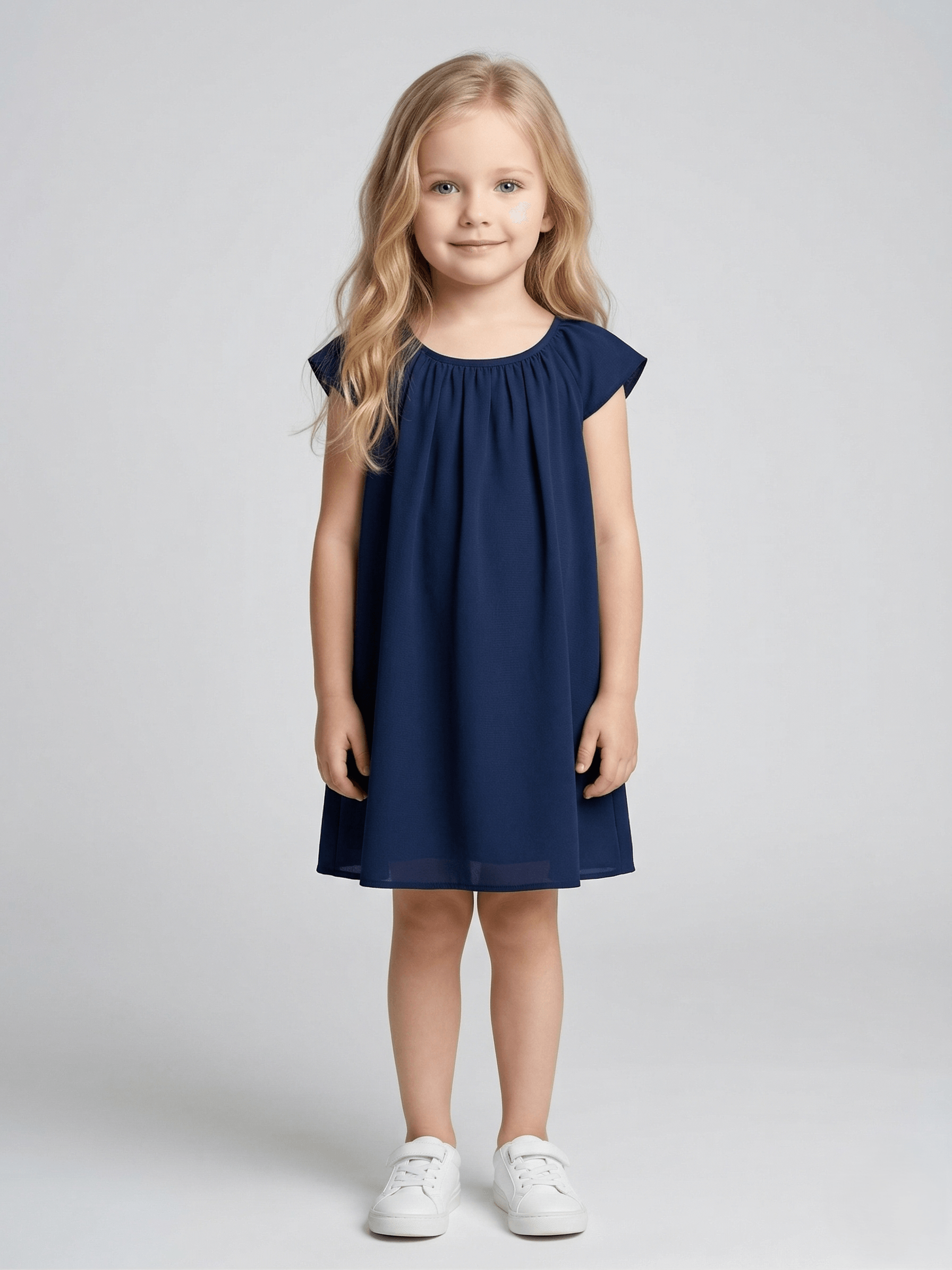 Baby Girls Navy Blue A-Line Dress - Navy