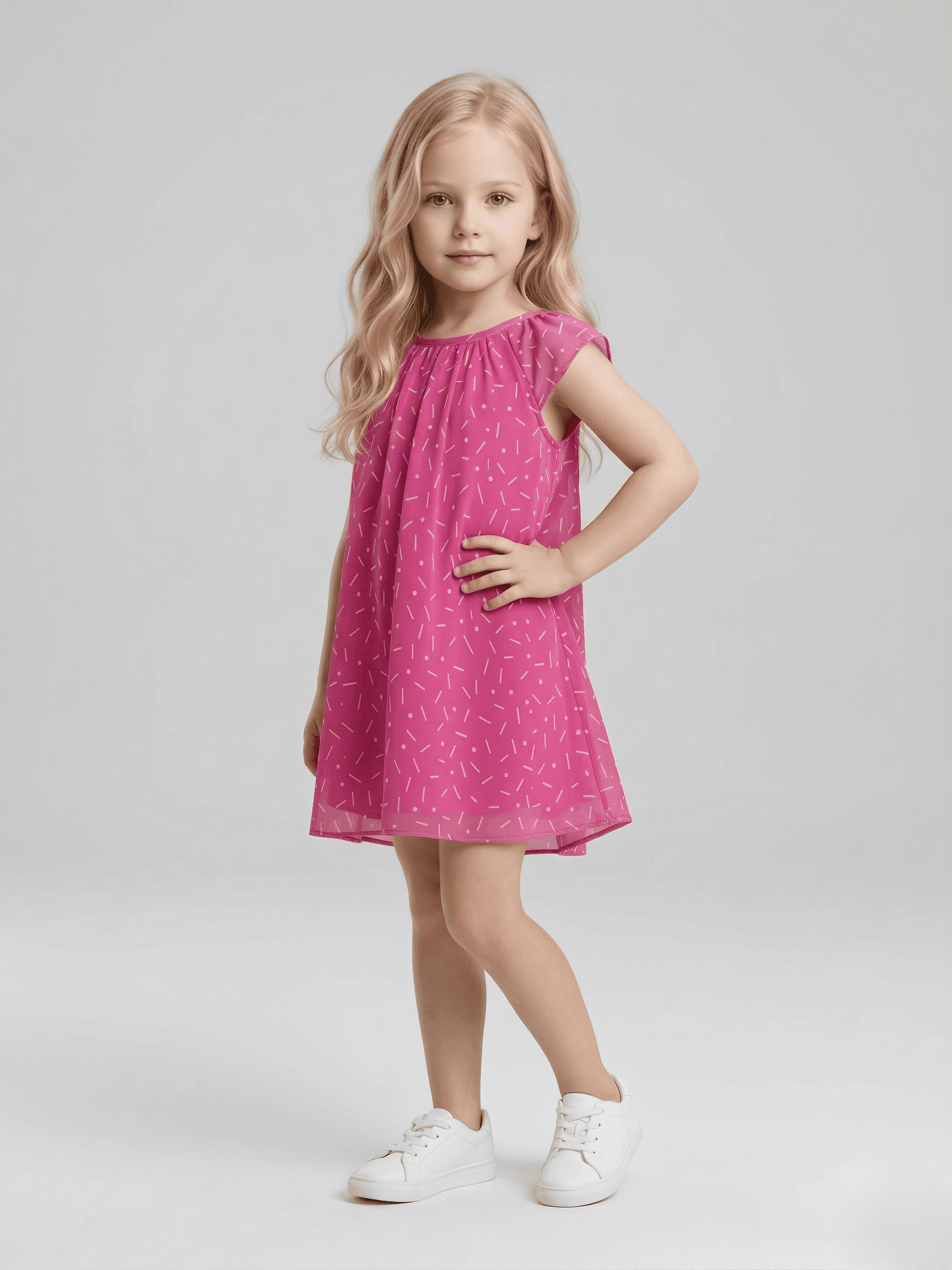 Kid's Linen All-Over Print Baby Dress-Romper