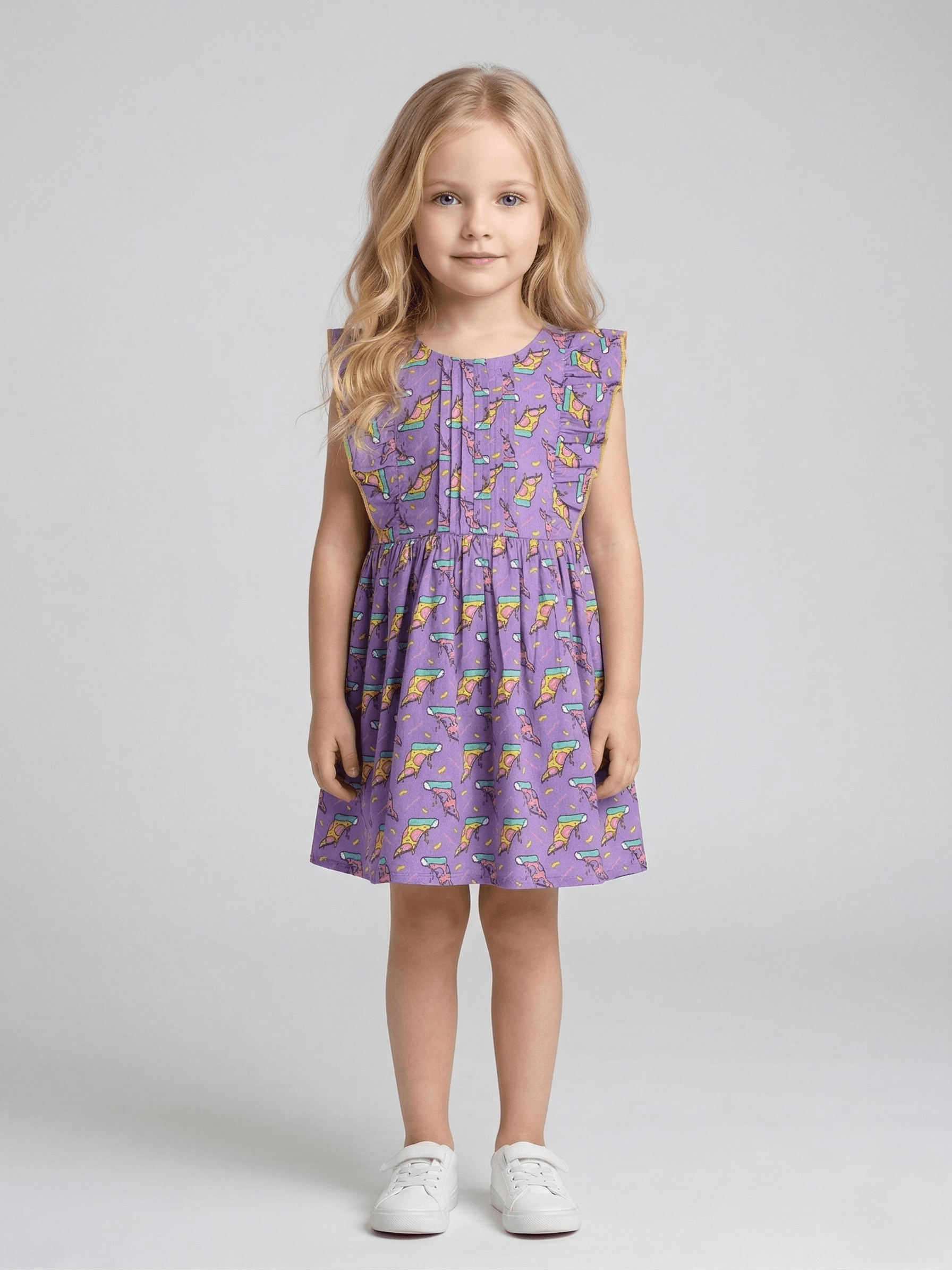 Baby Girl All-Over Print Fit and Flare Dress Purple - Lavender