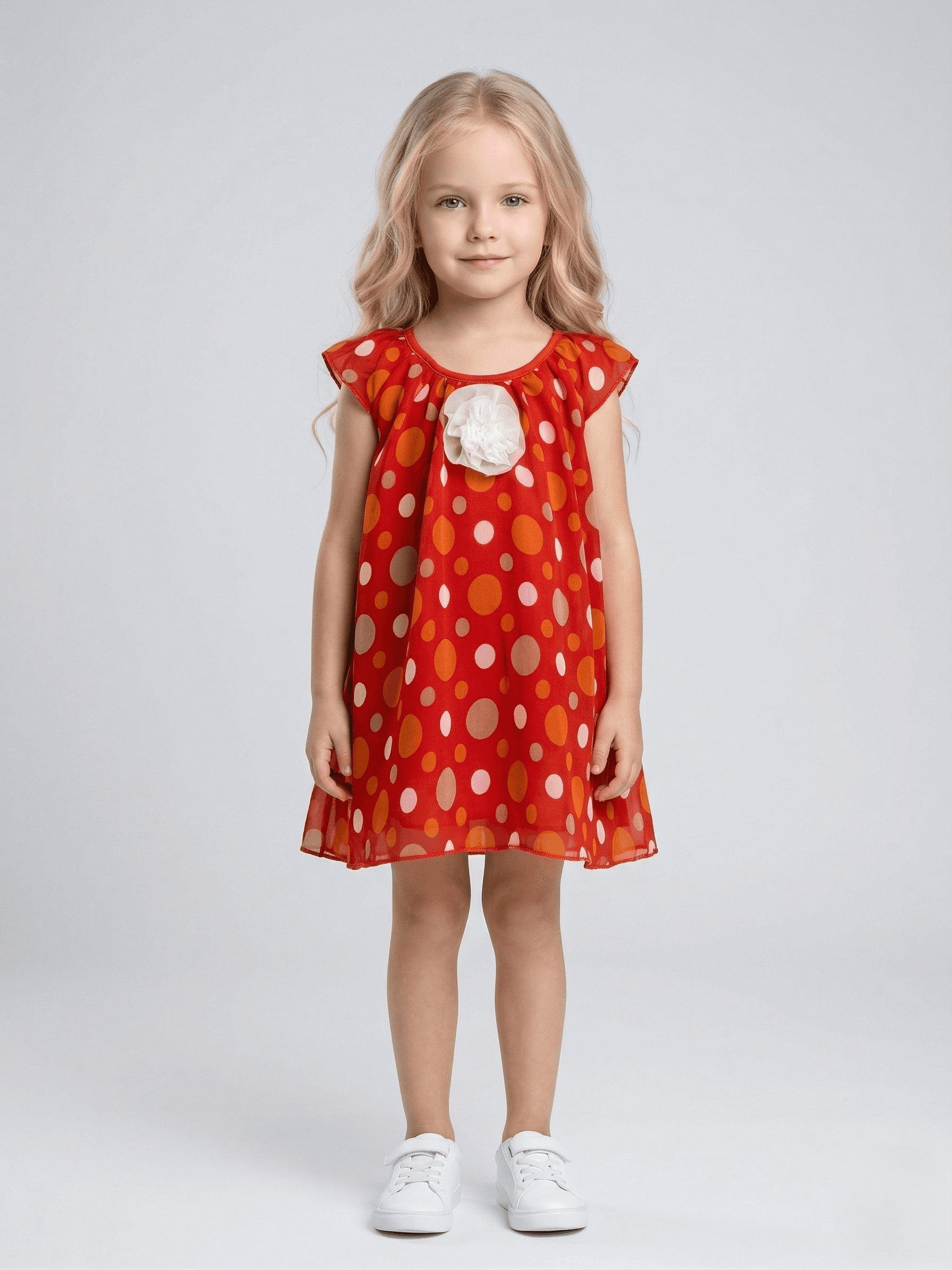 Baby Girl Red Layered A-Line Dress - Red