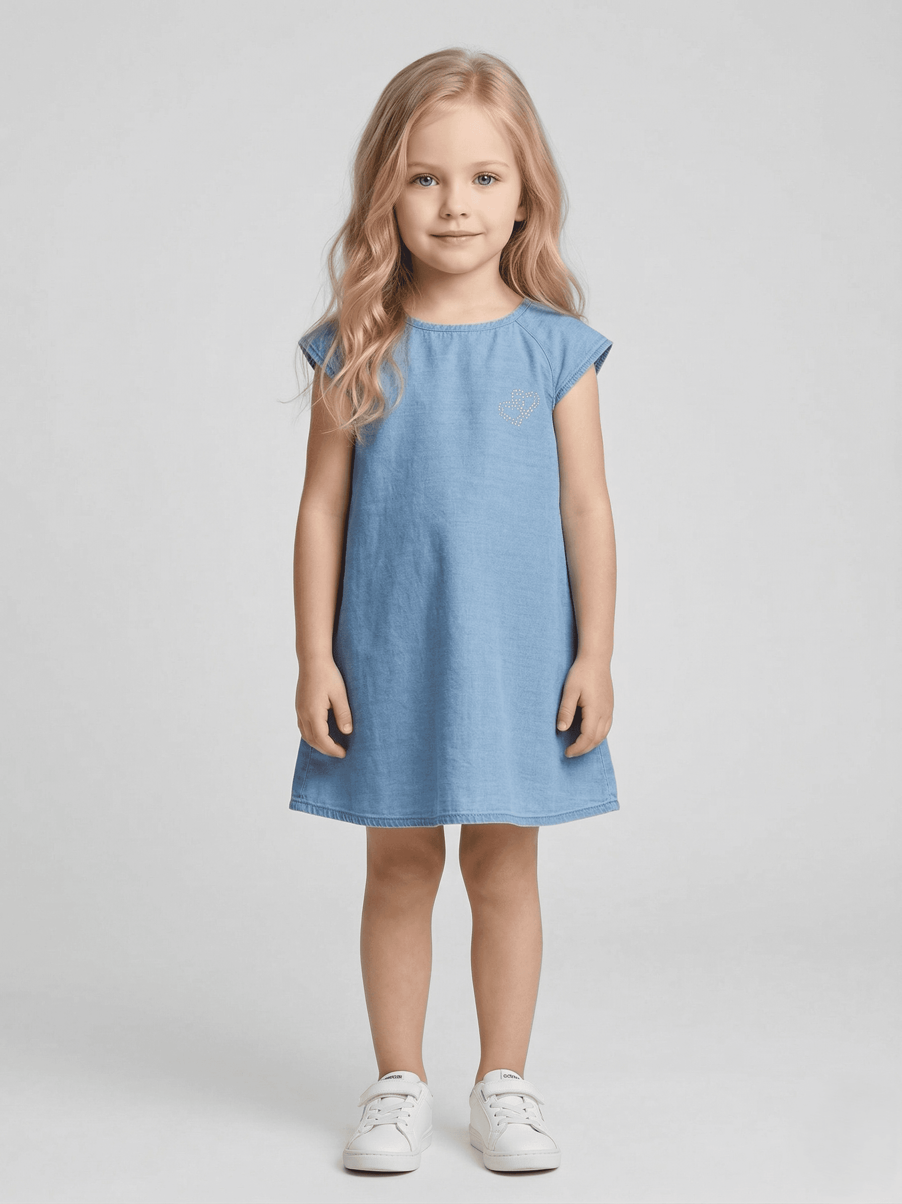 Creative Kids Girls Blue Denim A-Line Dress - Blue