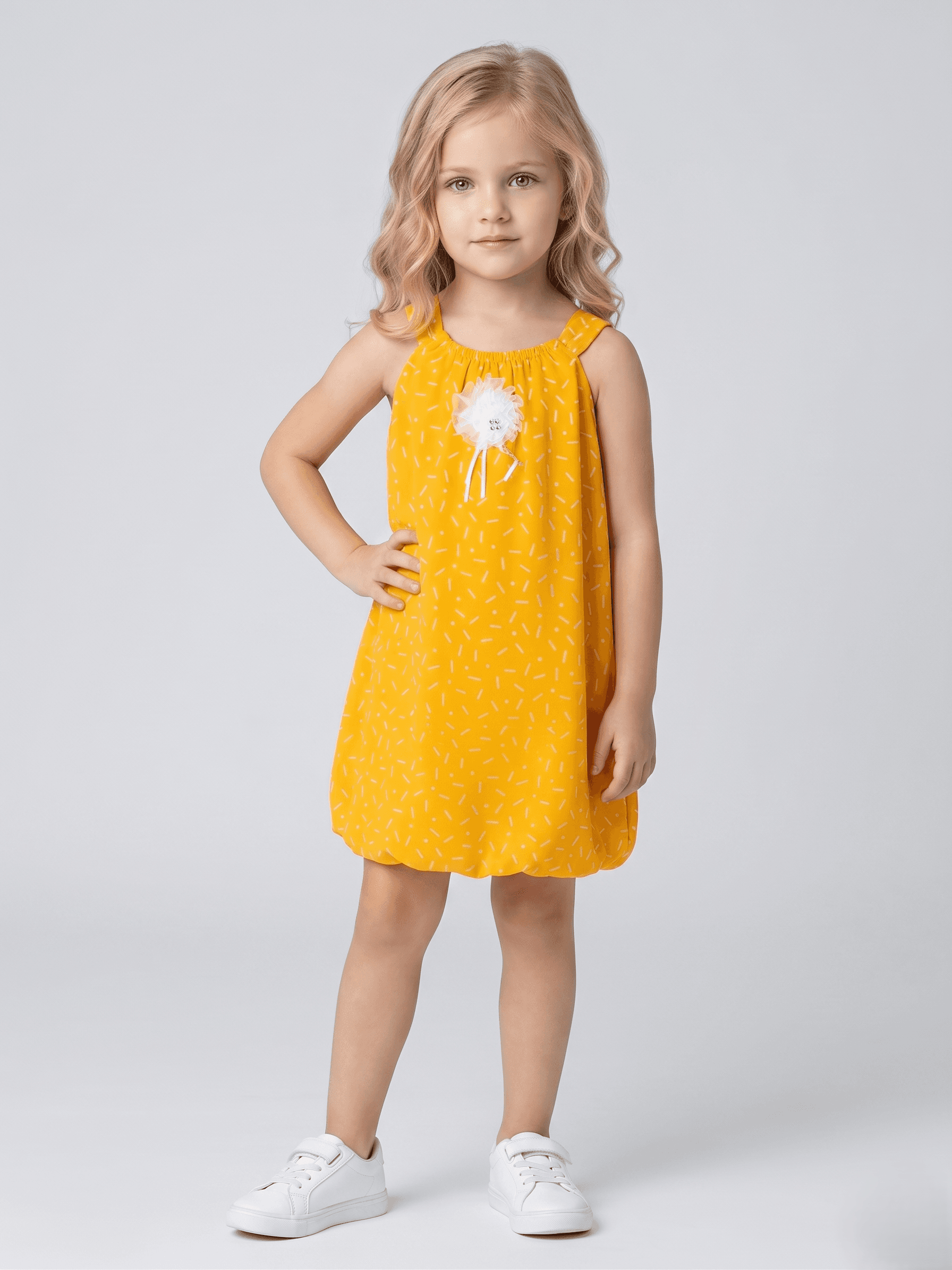 Creative Kids Mustard Yellow Abstract Print Romper - Yellow