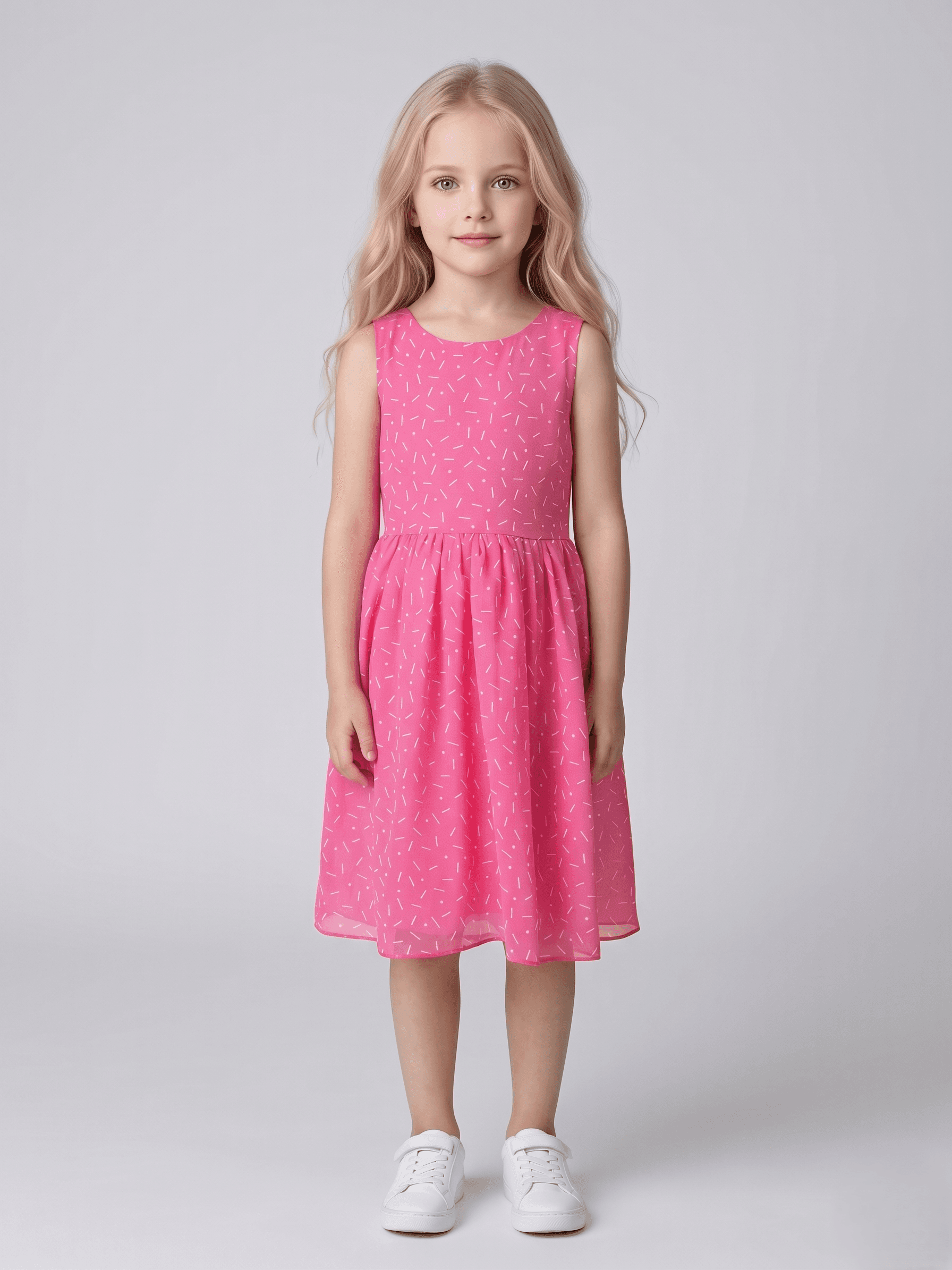 Creative Kids Hot Pink Abstract Print Dress - Rose